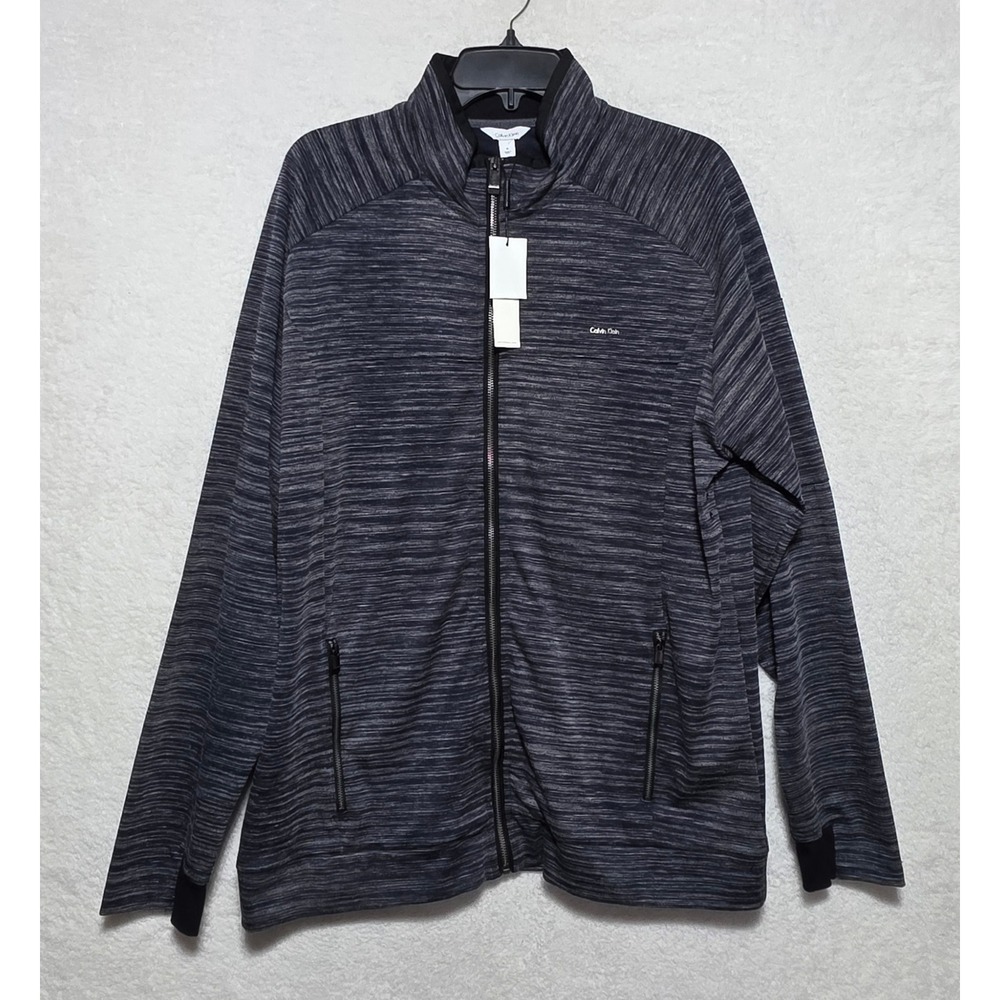 Calvin Klein Men's Navy Space Dye Full Zip Mock Neck Jacket Size XL NWT